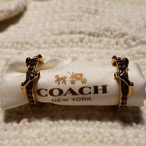 Coach gold plated crystal hoop earrings